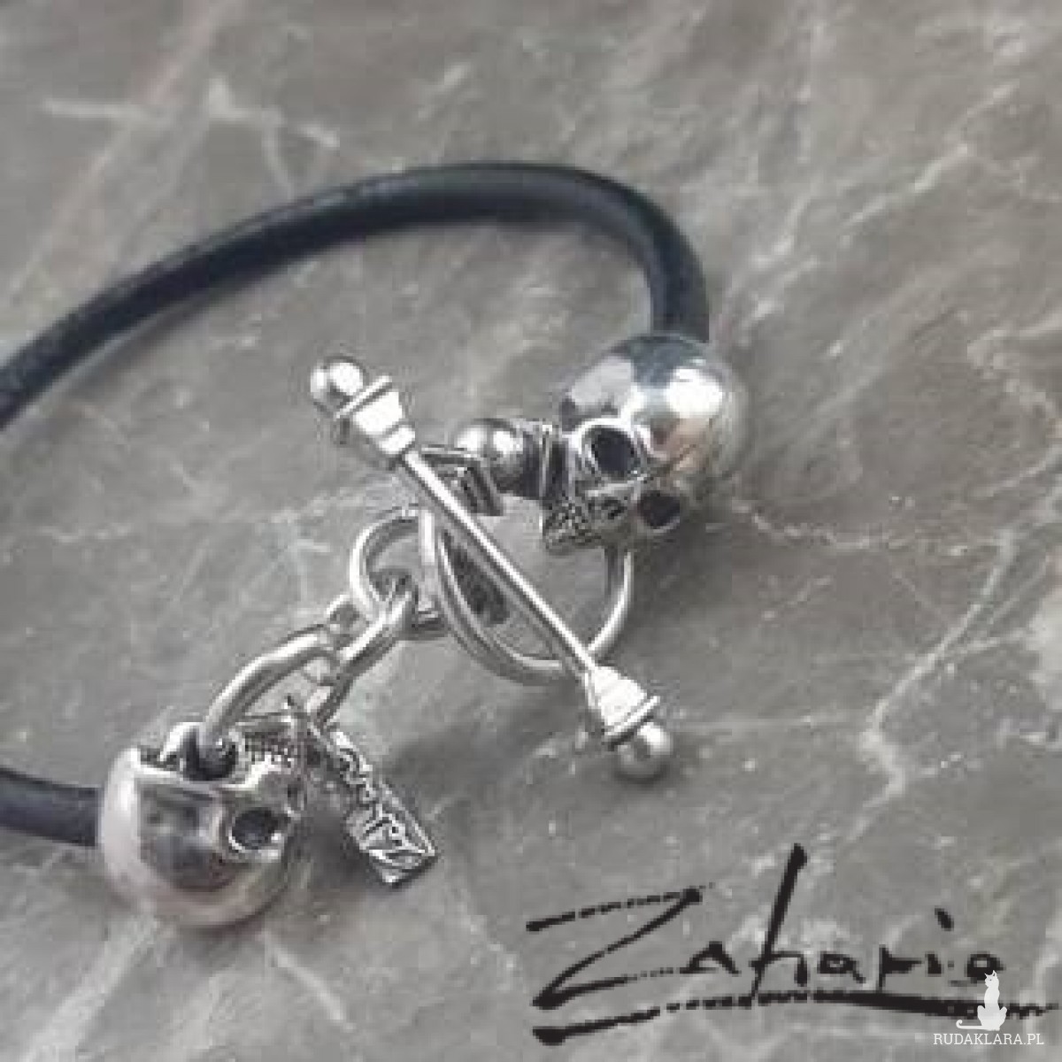 Bransoletka czaszki srebro Zahario